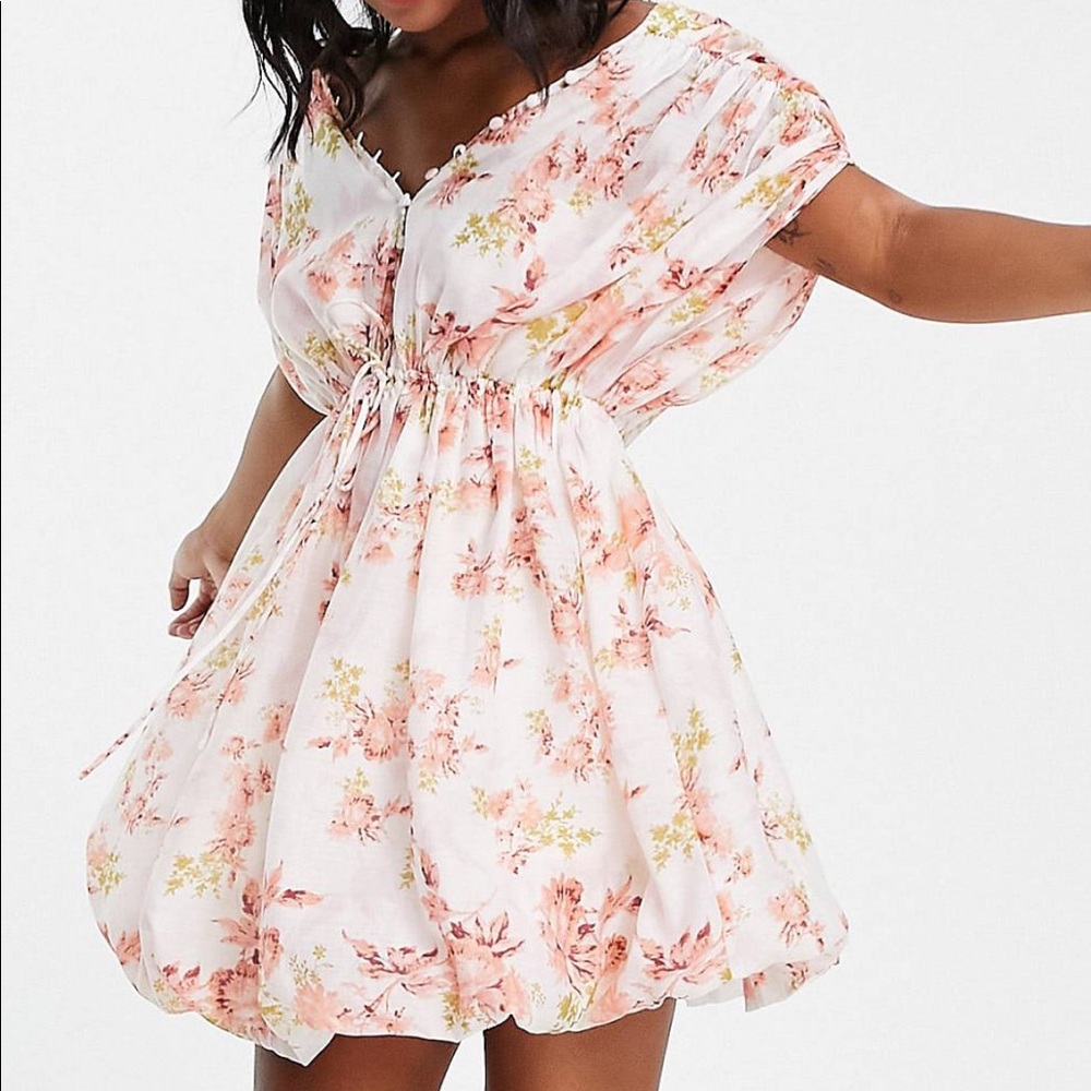 ASOS petite puff floral mini dress